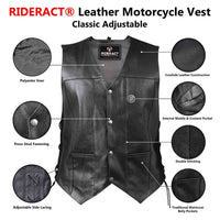Infographics for men's Classic Adjustable leather Vest with classic plain front pockets