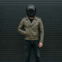 Rider in vintage motorcycle jacket