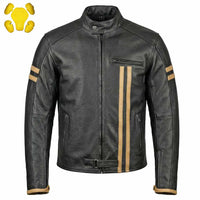 Leather Motorcycle Jacket with Armors