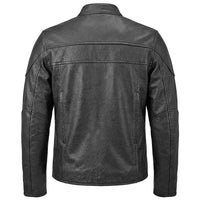 Back side of classic touring leather motorcycle jacket for classic Australian riders